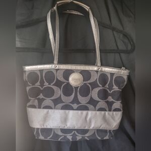 Coach Black and Gray Signature Tote Bag